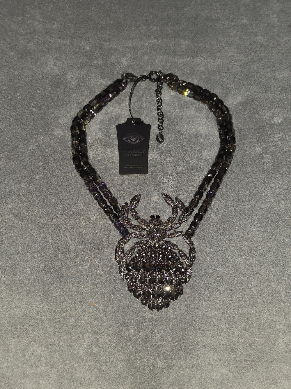 Eye Candy Purple & Black Crystal Spider Statement Necklace - NWT & Gift Box